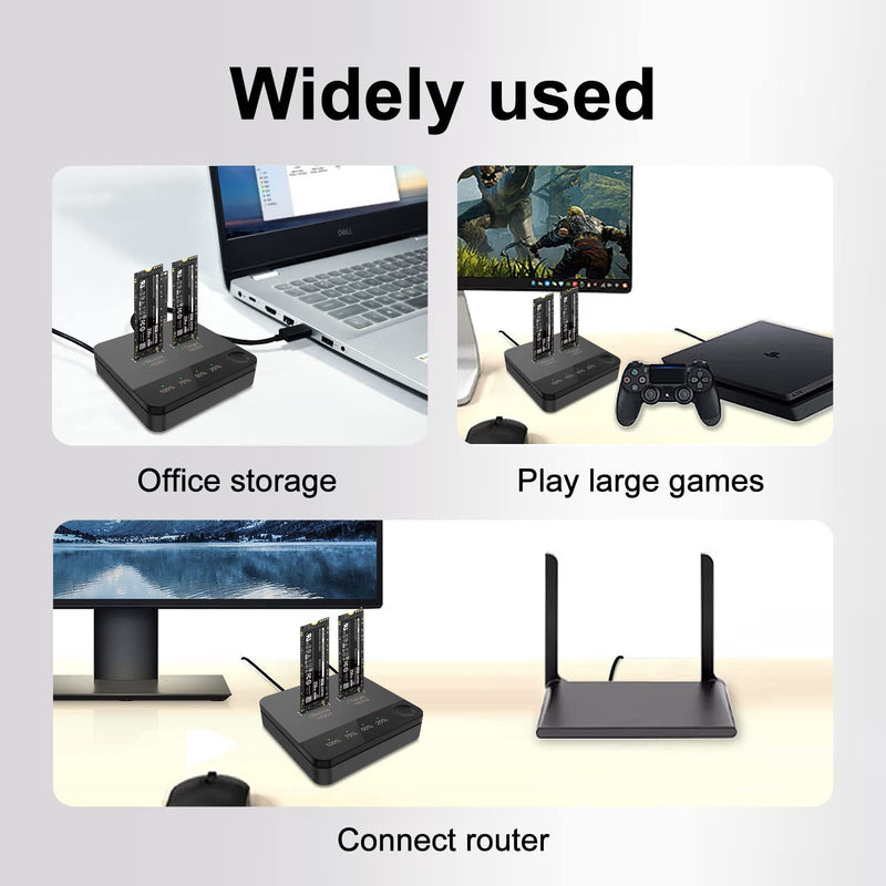 VR robot m.2 SATA Docking Station, M.2 Duplicator Clone Docking Station Converter with mSATA SSD Storage Box,Support Offline Clone duplicator and one- Key Disk Copy Function