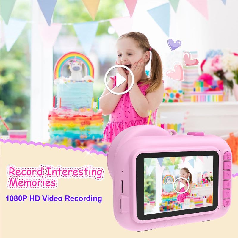 Kids Camera Instant Print, 3.5 Inch Screen Kids Digital Camera Instant, Christmas Birthday Gifts for Girls Age 3-12, Portable Toddler Camera Toy Gifts for 3 4 5 6 7 8 9 10 Year Old Girls Boys (Rose) Rose