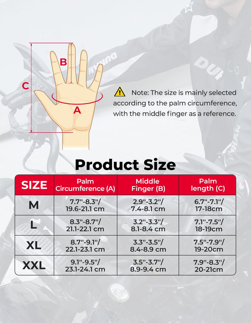 KEMIMOTO Winter Motorcycle Gloves, Rainproof Riding Gloves with Touchscreen, Motorcycle Winter Gloves for Men, Warm Motorcycle Gloves for Riding, ATV, UTV, Snowmobile Black Large