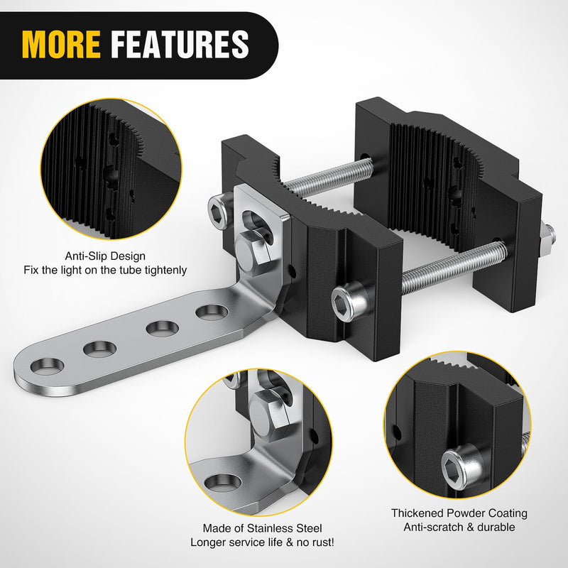 Nilight Motorcycle Light Bar Tube Clamp Bracket Fit from 0.7 to 2Inch Round Tubes Mounting Brackets Offroad LED Light Pods Front Fork Lights Roof Rack Bumper ATV UTV 0.7-2" bar tube clamp