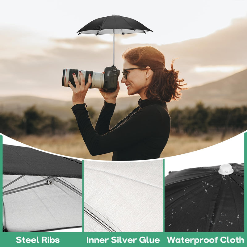 Generic Camera Umbrella, 2 Pack 10.6 Inch Sunshade Camera Hot Shoe Umbrella Rain Cover Protectors for Nikon, Black