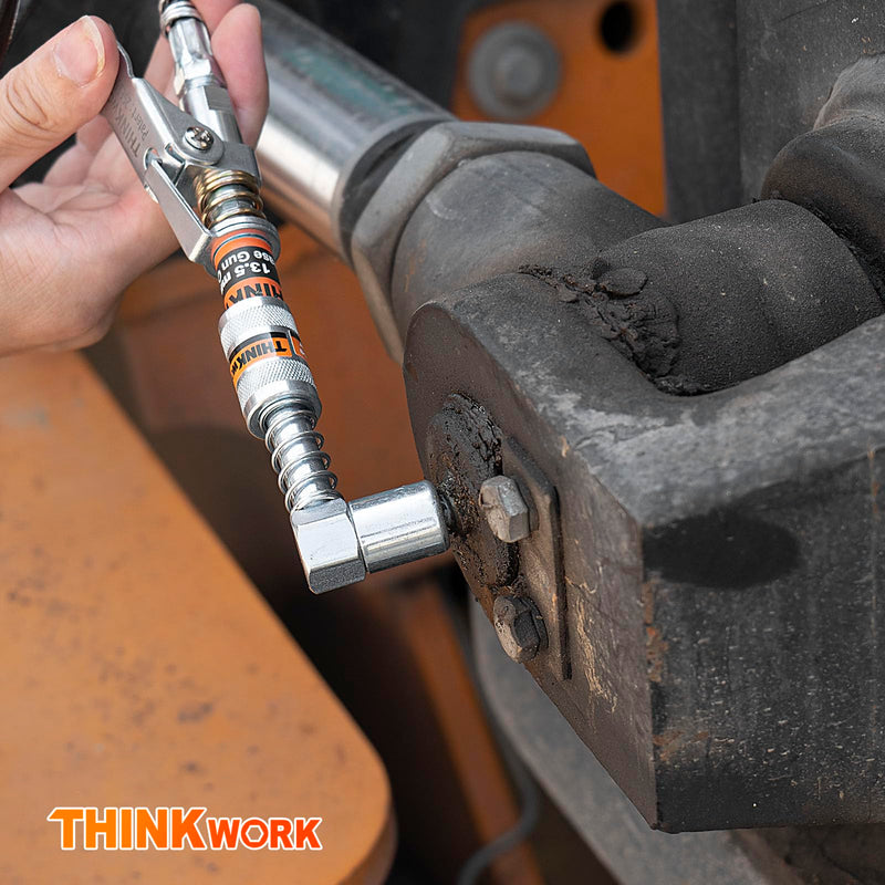 THINKWORK Grease Gun Coupler Set, Strong Lock on Greases Gun Couplers with 90° Grease Coupler Adaptor,12000 PSI Quick Release Grease Coupler Compatible with All Grease Guns 1/8" NPT Grease Gun Fitting Grease Gun Coupler with 90° Grease Coupler Adaptor