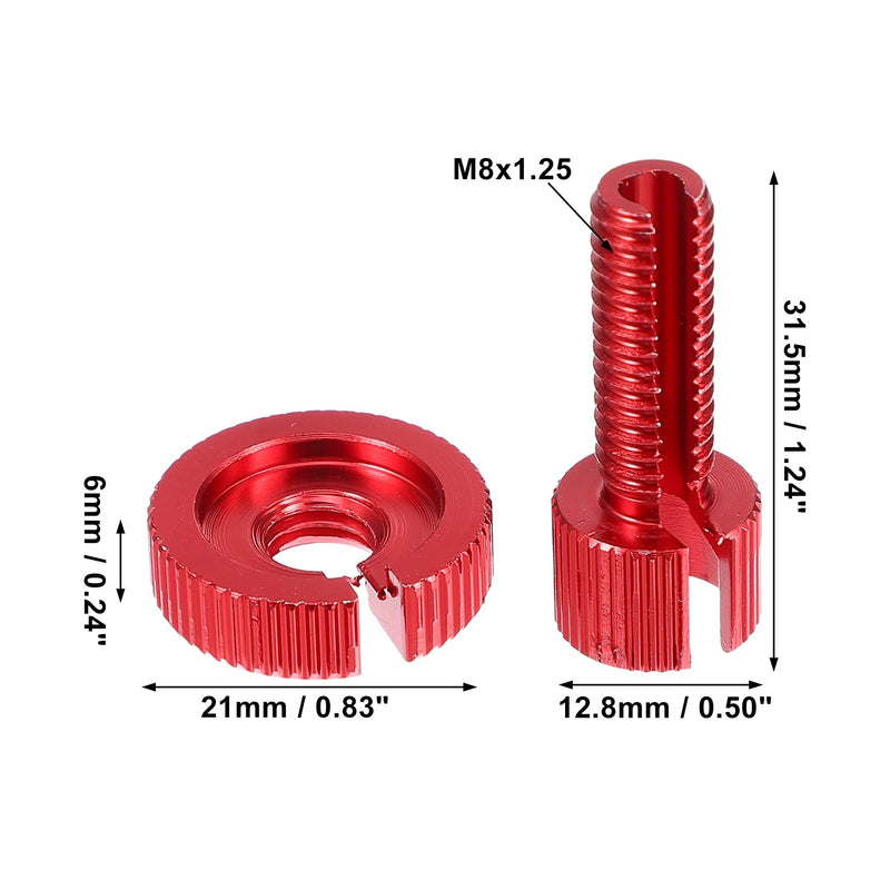 X AUTOHAUX 6 Pcs M8 Brake Clutch Cable Line Adjuster Screw Adjusting Bolt with Slotted for Motorcycle Bike Scooter Aluminum Alloy Red