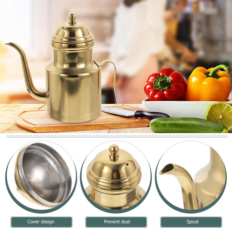 Cabilock 14oz Olive Oil Dispenser Bottle for KitchenGold Olive Dispenser Gold Stainless Oil Dispenser Bottle Vinegar Dispenser Can with Non-for Kitchen Gadgets, Air Fryer, Salad 14 Ounces Golden