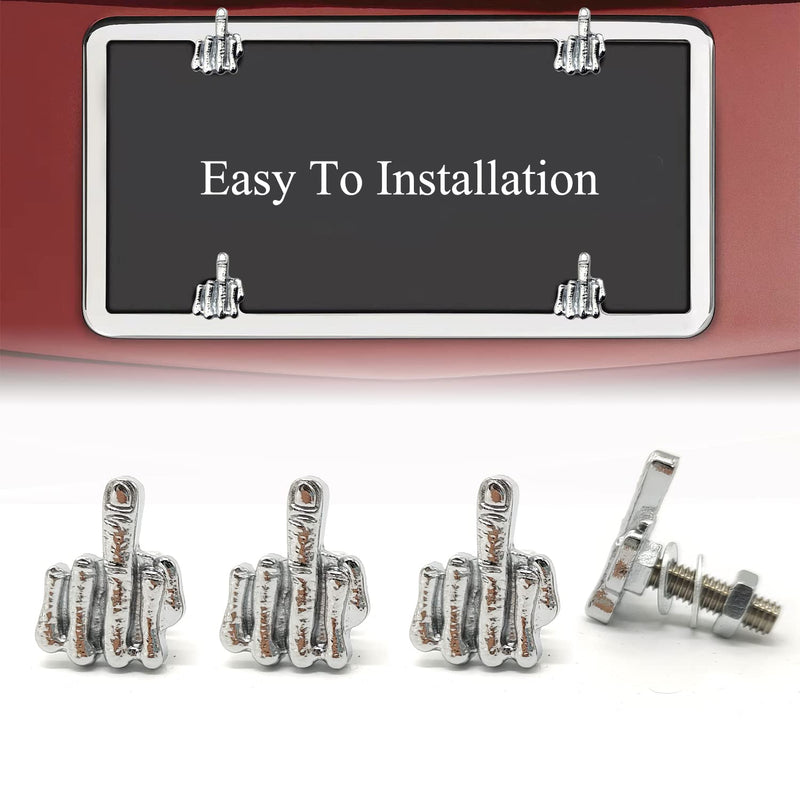 License Plate Bolts, 4 pcs Stainless Steel License Plate Screw for Motorcycle Chopper Car Tag Frame Windshield Trim (Silver) Silver
