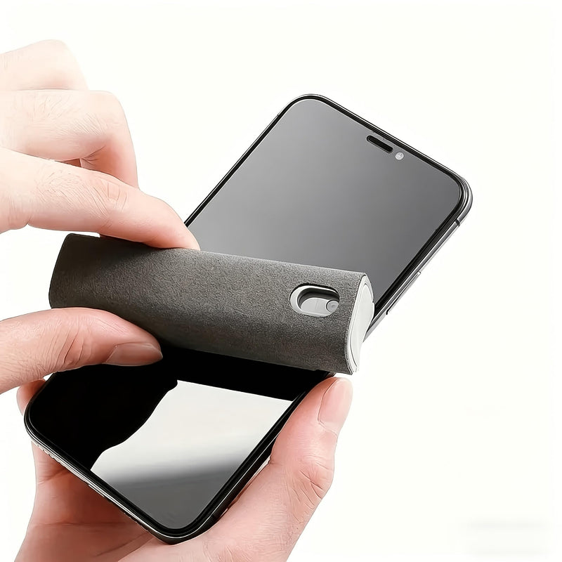 2-in-1 Microfiber Screen-Cleaning Tool with Spray Bottle and Cloth, Portable Dry Cleaner for Phones Tablets TVs Glasses Cars, Grey