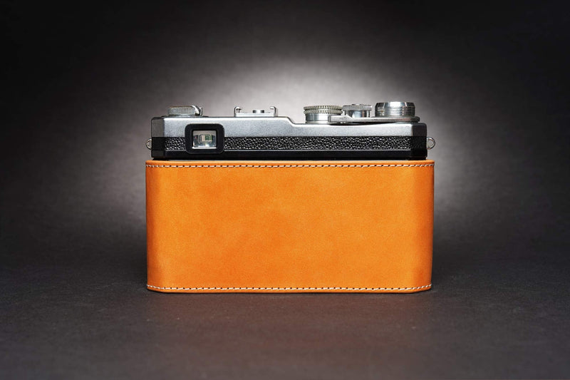 S3 Film Camera Case, Handmade Genuine Real Leather Half Camera Case Bag Cover for Nikon S3 Film Camera With Hand Strap (Yellow) Yellow