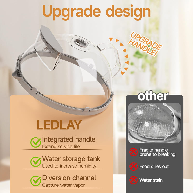 12" Microwave Splatter Cover with Water Steamer, Microwave Cover for Food, Dome Splatter Guard with Hanging Hole, Easy Clean & Space Saving Hanging Design Grey 12 Inch