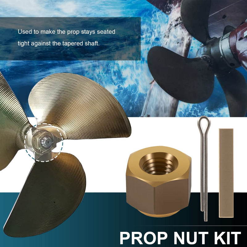 5008 Prop Nut Kit Brass Boating Accessories for 1" & 1-1/8" Inboard Propeller Shaft