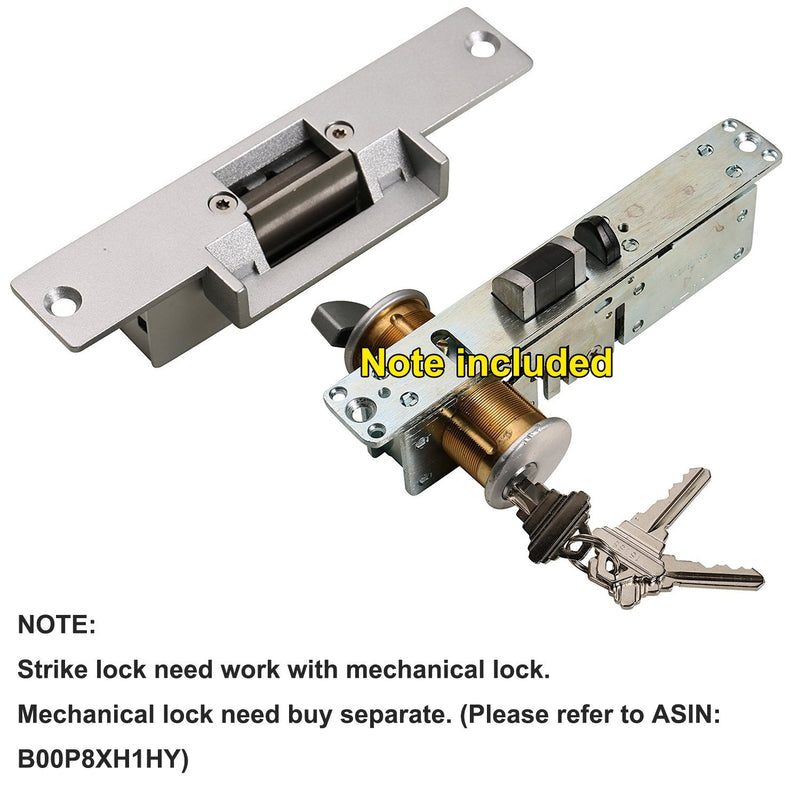 UHPPOTE Electric Door Strike Lock Fail Safe 12VDC for Access Control System | Zinc Alloy for Wooden Metal Doors