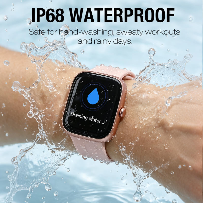 Smart Watch for Women, 1.83" HD Fitness Tracker (Answer/Make Call) with 24/7 Heart Rate/Sleep/SpO2 Monitor, IP68 Waterproof, 100+ Sport Modes Smartwatch for iPhone/Samsung/Android (Rose Pink) Rose Pink