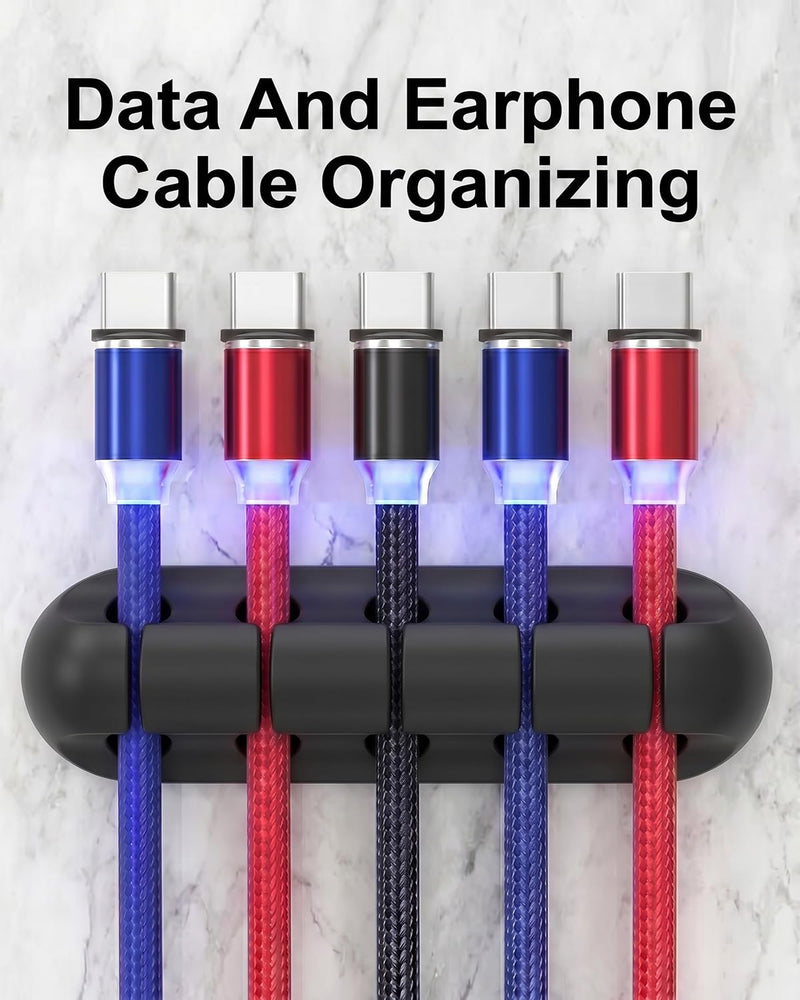 Cable Organizer, Cable Clip, with Built-in Strong Adhesive, is a Multi-Functional Wire Organizer Used to Tidy up Wires at Home, in The Office, on desks, Telephones, and in Cars LCC575-06 Black 5 hole