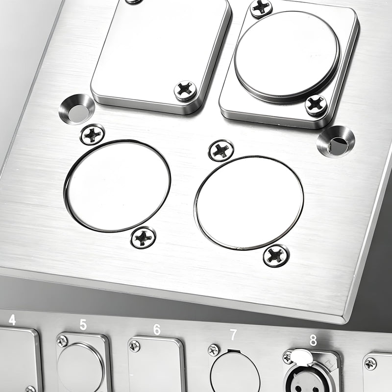 5PCS Panel Mount Blank Plates D Series Metal Rack Mounting Plates for Chassis Connectors XLR Connectors Ideal for Custom Installations Professional Grade Panel Mount Blank Plates(Silver)