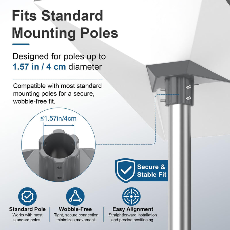 Starlink Gen 3/4/4X Pole Mount Adapter, Heavy-Duty Aluminum Pipe Mount Kit for Starlink V3/V4 Standard Dish, Secure Weatherproof Roof, RV & Outdoor Installation, Fits 25-40mm Poles, Pole Not Included Cool Gray