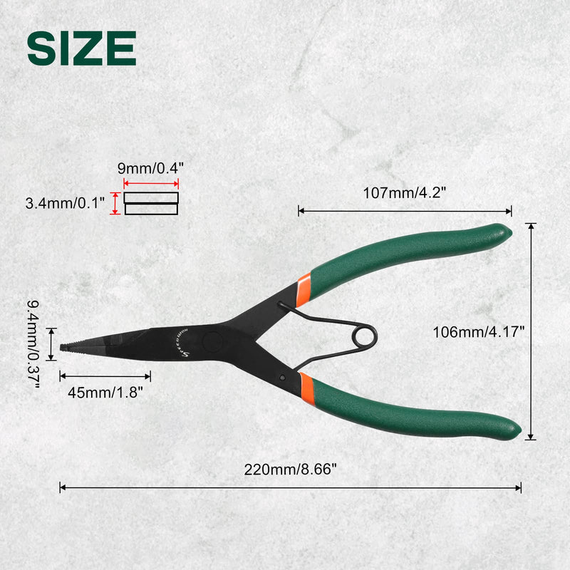 SPEEDWOX 9 inch Angle Tip Lock Ring Pliers for Transmission, Special Circlip Plier with Hole Angle Tip Retaining Ring Pliers Flat Nose Retaining Ring Pliers with Black Oxide Finish Ring Opening 9"