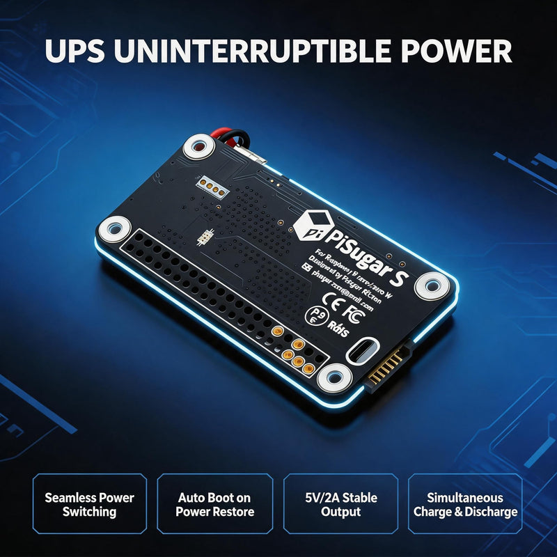 PiSugar S 1200mAh UPS Battery for Raspberry Pi Zero 2 W/W/WH | Pi Zero 2W Battery Pack, Pwnagotchi Power Module, Handheld UPS with Auto Boot, GPIO Pins Free