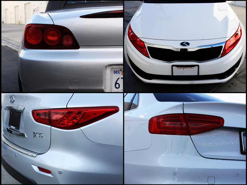 DIYAH 12 X 48 Inches Self Adhesive Headlight, Tail Lights, Fog Lights Tint Vinyl Film (Red) Red
