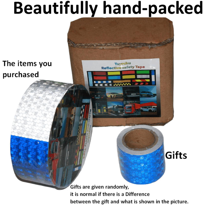 Reflective Tape Blue White 2 Inch x 68 Feet, Outdoor Waterproof Warning Reflector, Night Safety Stickers for Vehicles 2"X68ft Blue White+- 1