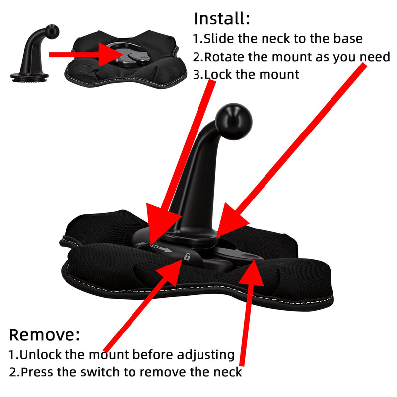 Friction Beanbag Dashboard Mount for Garmin Drivesmart 86 XL GPS | Portable NonSkid Car Truck RV Navigator Holder for Garmin Nuvi Drive Dezl Zumo Driveassist DriveLuxe StreetPilot 17mm & 22mm RectNoSkid