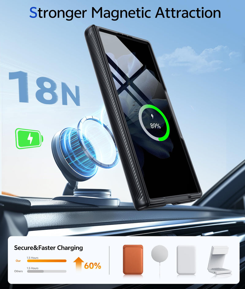 for Samsung Galaxy Z Fold 8 Ultra Case with Privacy Screen Protector, [Full Hinge Protection & Hidden Foldable Kickstand] Compatible with MagSafe, Matte Translucent Shockproof Cover, Black for Samsung Galaxy Z Fold 8 Ultra