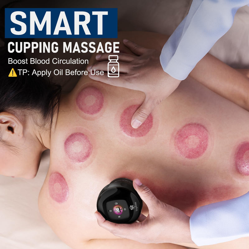 5-in-1 Smart Dynamic Cupping Set, 12 Levels Cupping Kit for Massage Therapy with Red Ligh-t Therapy&Heat Penetrates for Targeted Pain Relief, Knots, Aches, Muscle Soreness - 1Pcs(Black) 1 Pc