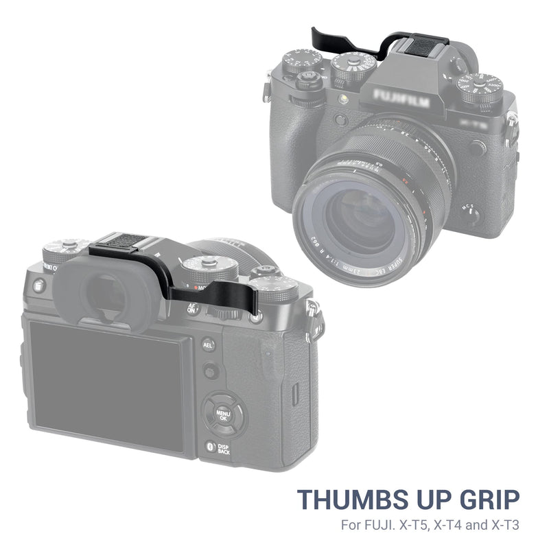 JJC Deluxe Aluminum Alloy Metal Thumb Up Grip for Fuji Fujifilm X-T5 XT-5 X-T4 X-T3 XT5 XT4 XT3 Camera with Hot Shoe Cover Protector Thumb Rest Support Black for Fujifilm X-T5 X-T4 X-T3