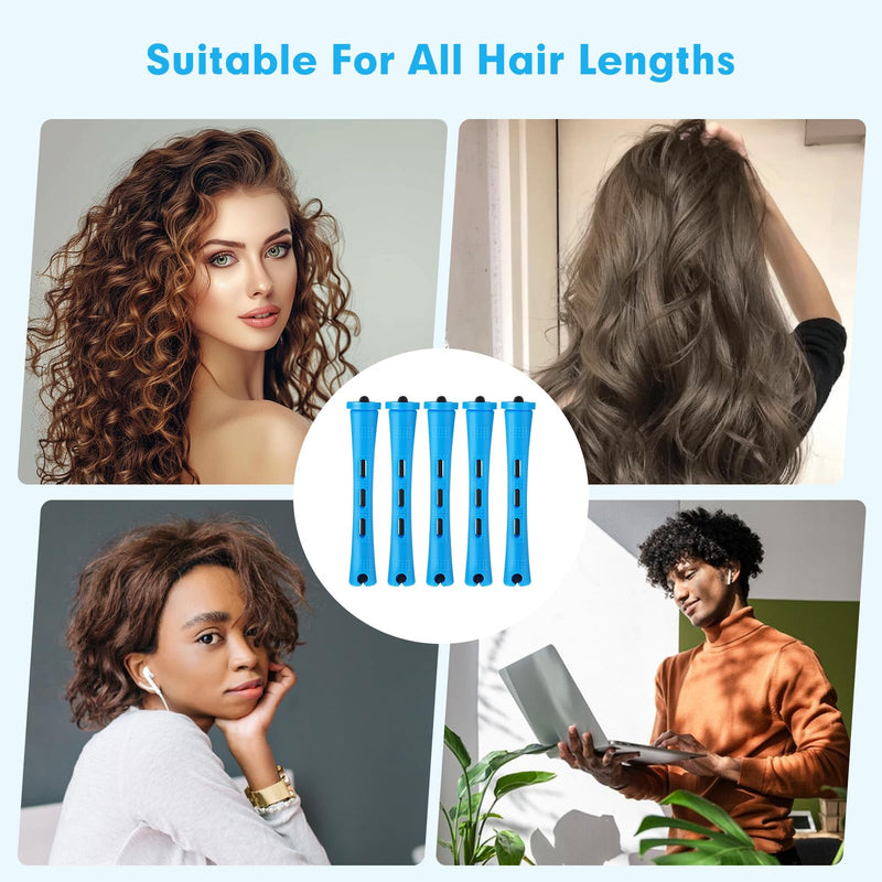 60PCS Perming Rods, Hair Rollers Suitable for Long Hair | 60PCS Perming Rods, Hair Rollers Suitable for Long Hair, Short Hair, Adults and Children, Gentle, Easy (Blue)