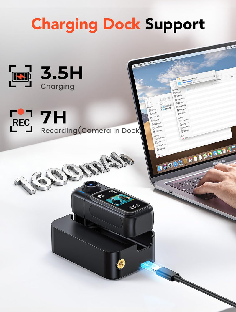 BOBLOV W3 Mini Body Camera Waterproof, 64GB Touch Screen Wearable Camera | 7H recording, charging dock, magnetic clips and up to 33FT waterproof case for vlogging, travel, cycling and daily use 64G Waterproof