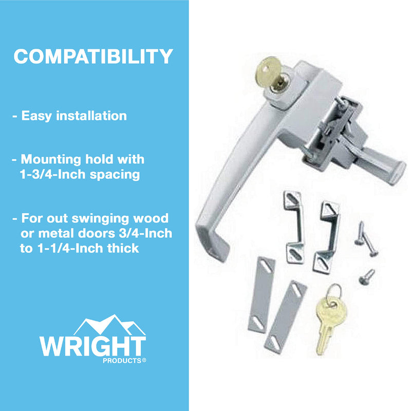 Wright Products VK333X3 Tie Down Keyed Push Button Door Latch for Screen and Storm Doors, Aluminum 1