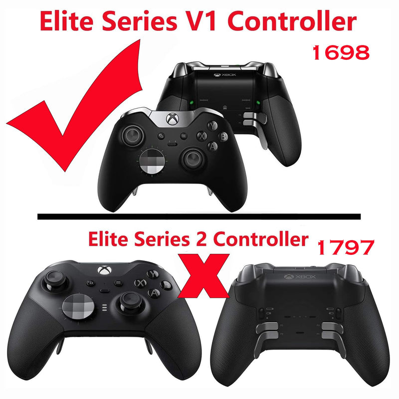 2PCS Rplacement Thumbsticks for Xbox Elite Controller 1698 Analog Joystick | Black Magnetic Metal Replacement Short Concave Thumb Sticks repair kit Parts