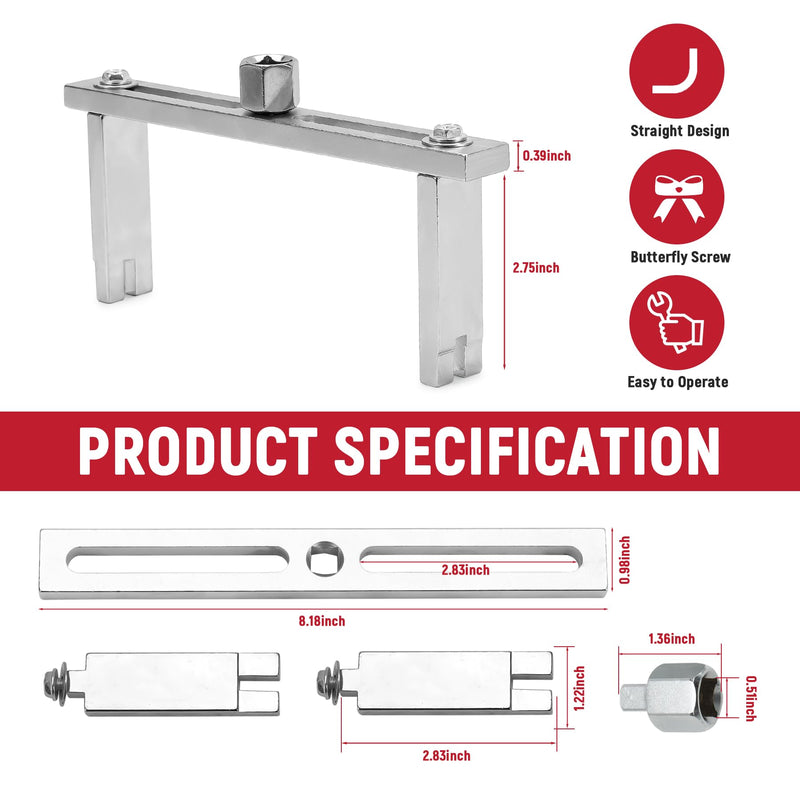 Fuel Pump Removal Tool, Adjustable Double Contact Fuel Pump Lock Ring Tool with 3/8” to 1/2” Drive Compatible with BMW,Mercedes-Benz,Volkswagen,Audi Fuel Tank Lids Removal/Installation