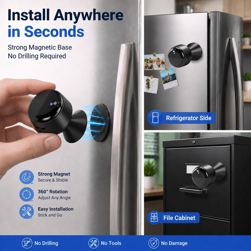4K Mini Indoor Security Camera Wirless Nanny Cam with 60-Days Battery Life | Auto Night Vision, Motion Detection & Alerts, Local Storage, Live Remote Viewing for Pet, Baby, Nanny and Home Security