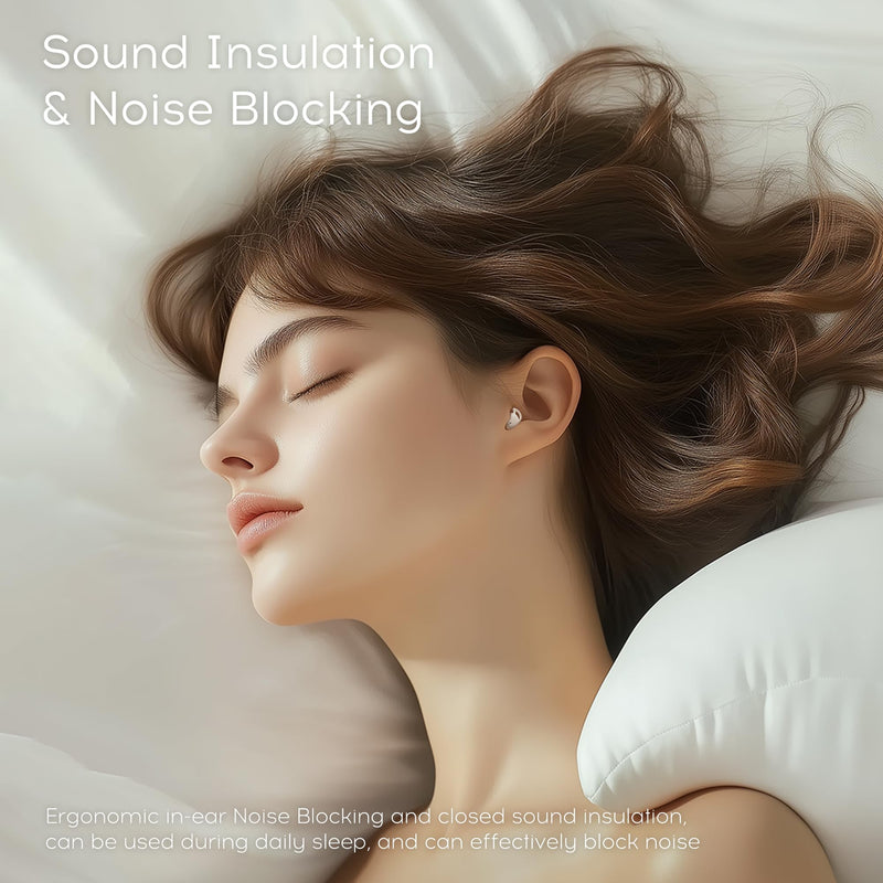 Sleep Earbuds Bluetooth, Silicone Sleep Earbuds for Side Sleepers | Noise Blocking Sleeping Headphones, Hidden Earbuds with LED Display for Small Ears, Sleep & Relax（Beige） Beige