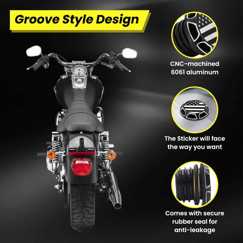 GUAIMI CNC Aluminum Fuel Gas Tank Oil Cap Compatible with Harley Sportster XL 1200 883 X48 Dyna (American Flag-Black) American Flag-Black