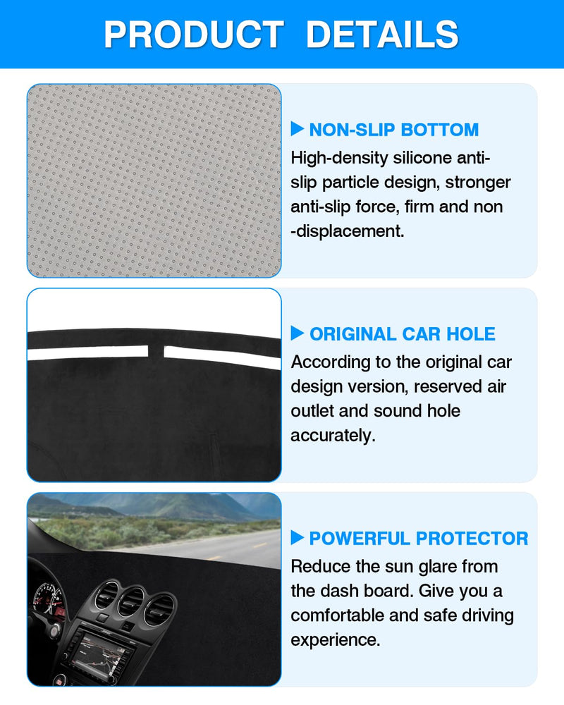 Autorder Dashboard Cover Mat Fit for 2007-2012 Nissan Altima Accessories Dash Cover Flannel Dash Mat Sunshade Glare UV Rays Protector 2007-2012 Altima