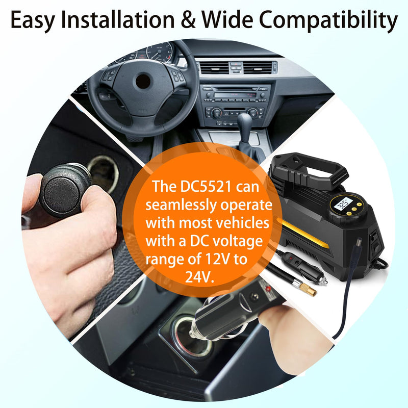 16.4FT DC 5.5mm x 2.1mm Car Charger Power Supply Cord, 16AWG DC5521 Car Cigarette Lighter Extension Power Supply Adapter Cable for Cars, Trucks, Buses and Ships, Etc (16.4 FT, DC5521) 16.4 FT, DC5521