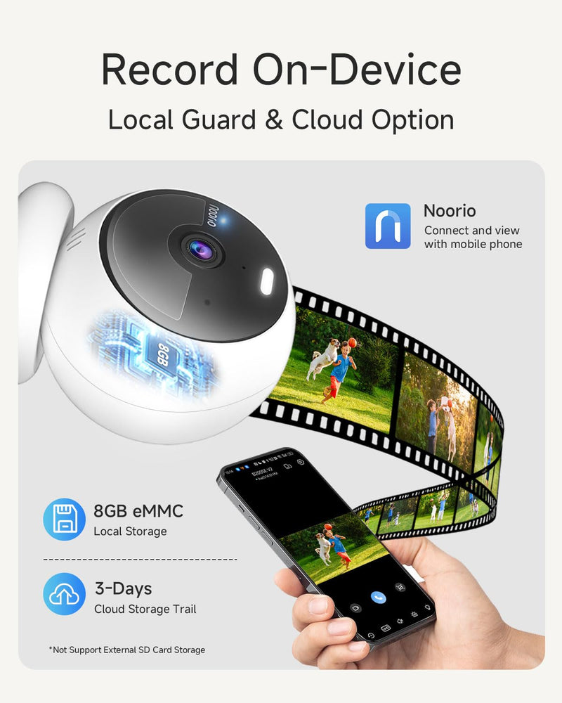 Noorio Security Cameras Wireless Outdoor/Indoor Magnetic, Cameras for Home Security Battery Powered, 1080P AI Motion Detection 2.4G WiFi Security Camera Outdoor, 8GB Free Local Storage MagCam, B200-SE 1080P Battery Camera