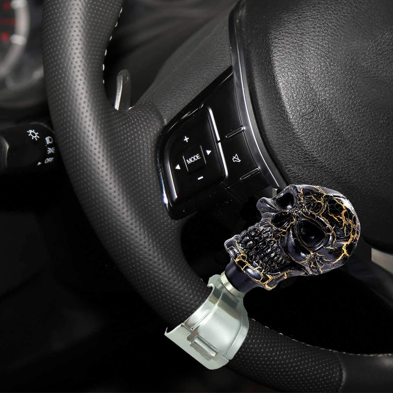 Skull Steering Wheel Spinner Knob Suicide Power Handle Turning Driving Universal Fit Most Vehicles Cars Trucks Tractors Mowers Forklifts Boat Golf Carts (Black Pattern) black pattern