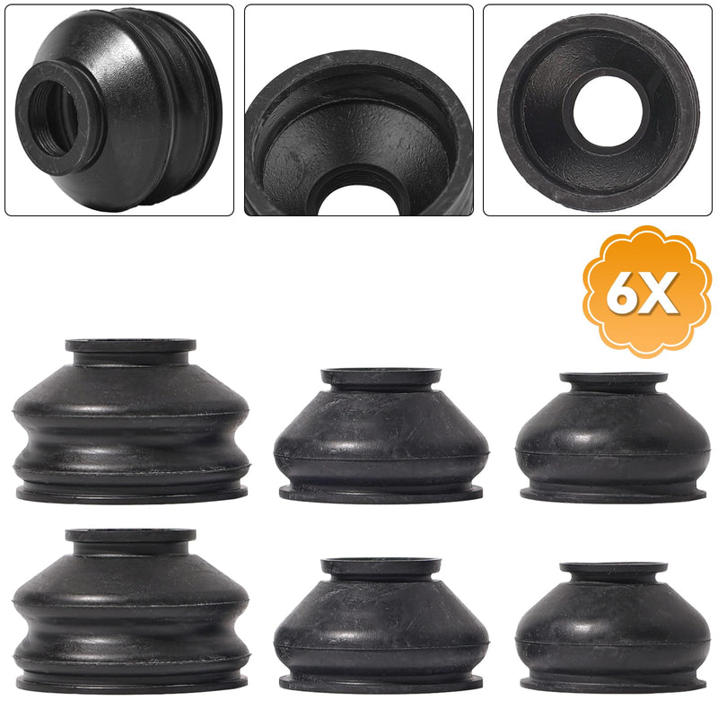 6PCs Universal Ball Joint Head Dust Protection Tie Rod Boot Cover Automotive Replacement Tie Rod End Boots Rubber Track Turn Lower Upper Repair Kit Car Suspension Steering Parts Accessories 3x2 Sizes 6PCs