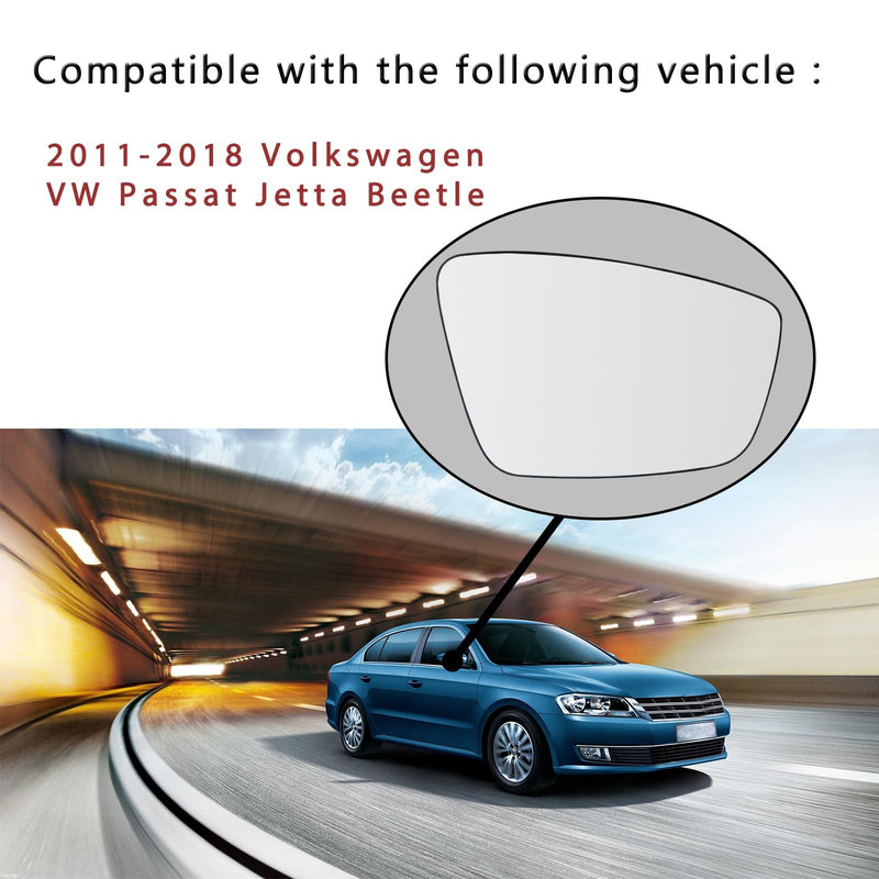 Passenger Side Mirror Lower Glass Replacement For 2011 2012 2013 2014 2015 2016 2017 2018 Volkswagen VW Passat Jetta Beetle - For Volkswagen VW Passat Jetta Side Mirror Glass With Rear Holder Right (Passenger Side)