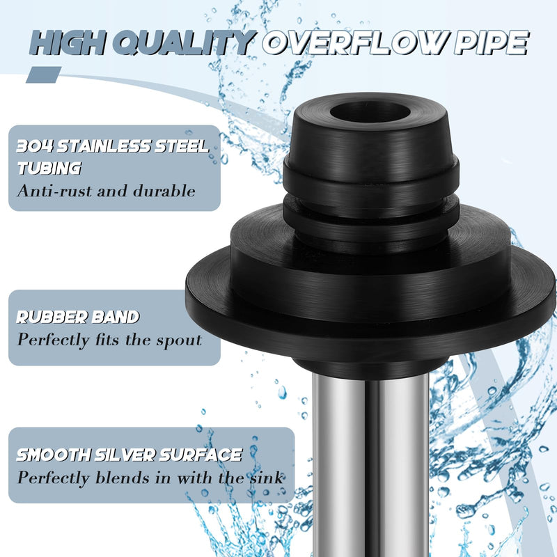 Tandefio 4 Pcs Universal Sink Overflow Pipe Stainless Steel Sink Stopper Strainer Pipe Overflow Plug Bathroom Pipes Fittings for Commercial 1", 1-1/4", 1-1/2" Drain