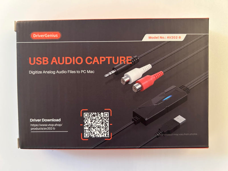 DriverGenius AV202-B USB2.0 Audio Capture/Grabber Card Device - Analog Cassette to Digital MP3 Converter - Compatible for Windows 11, macOS USB-A