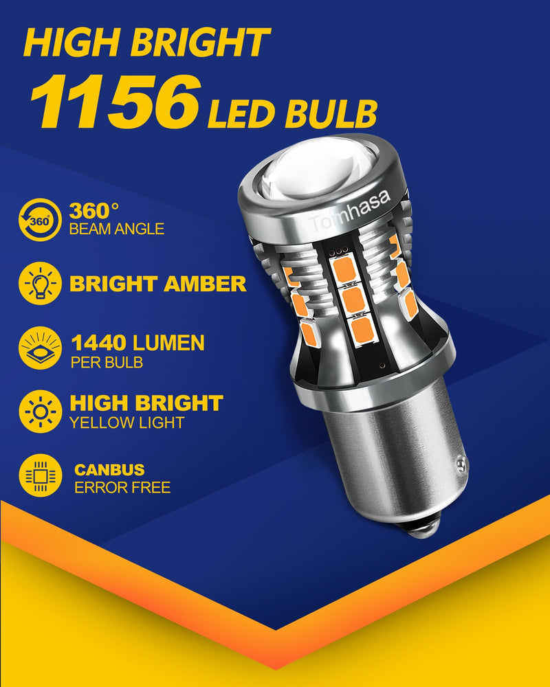 1156 LED Bulbs for Turn Signal Light, Amber Yellow 1141 1003 7506 BA15S LED Replacement Bulbs for Front Rear Turn Signal Light Blinker、Side Marker Lights, Pack of 2 Yellow pack of 2 1156
