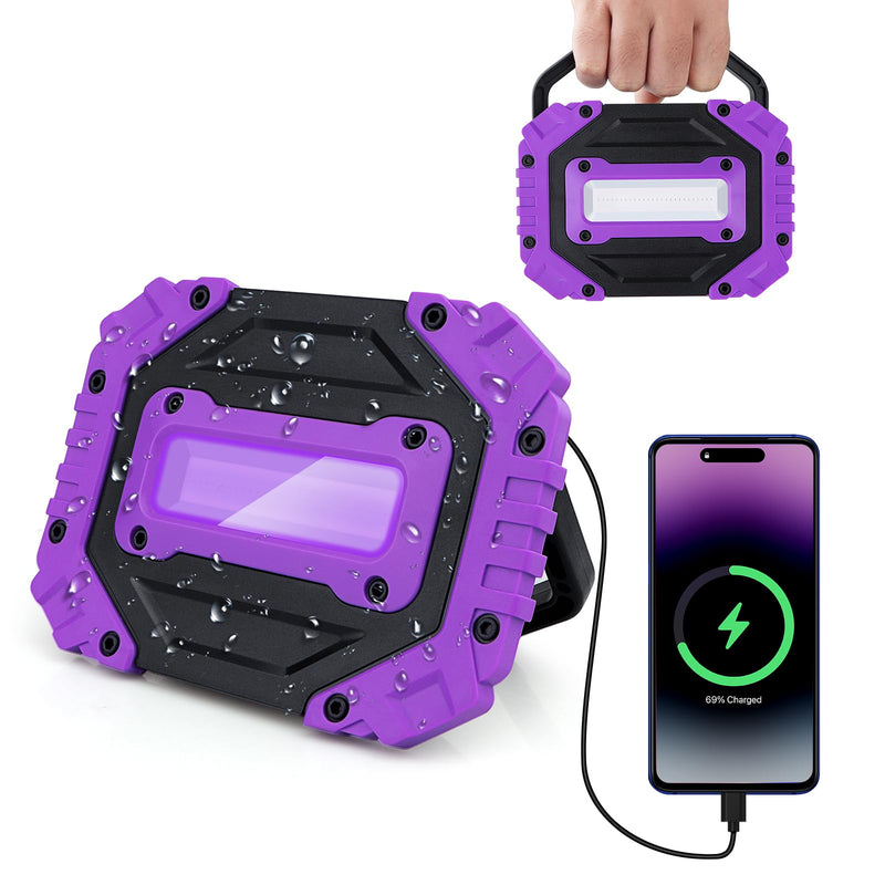 roperry 2 Pack Rechargeable Black Light, 5000mAh Cordless Battery Powered Magnetic Portable LED Blacklight, 395nm Ultraviolet Flood Light for Glow, Dark Party, Catfishing,Halloween(2 Pack)