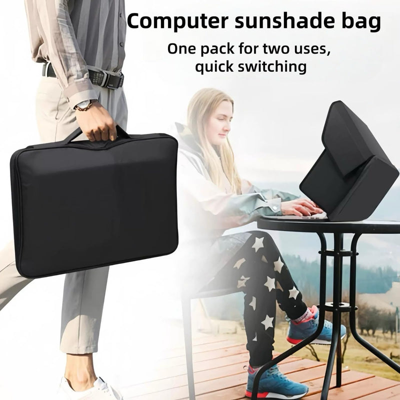 4-in-1 Laptop Sun Shade Hood,Screen Privacy Cover – Sun, Anti-Glare, Heat & Contrast Protection,Fits 13-17" Laptops, Freestanding with Pocket,Fits Working Outside,Travel, Beach Black 13in-17in