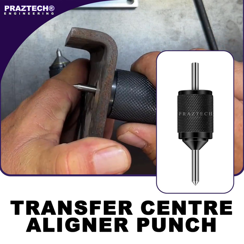 PRAZTECH® Universal Transfer Centre Aligner Center Punch - Hardened Pin (Set of 2) | EASY transfer center holes accurately | DIY Workshop Garage Hand Tool