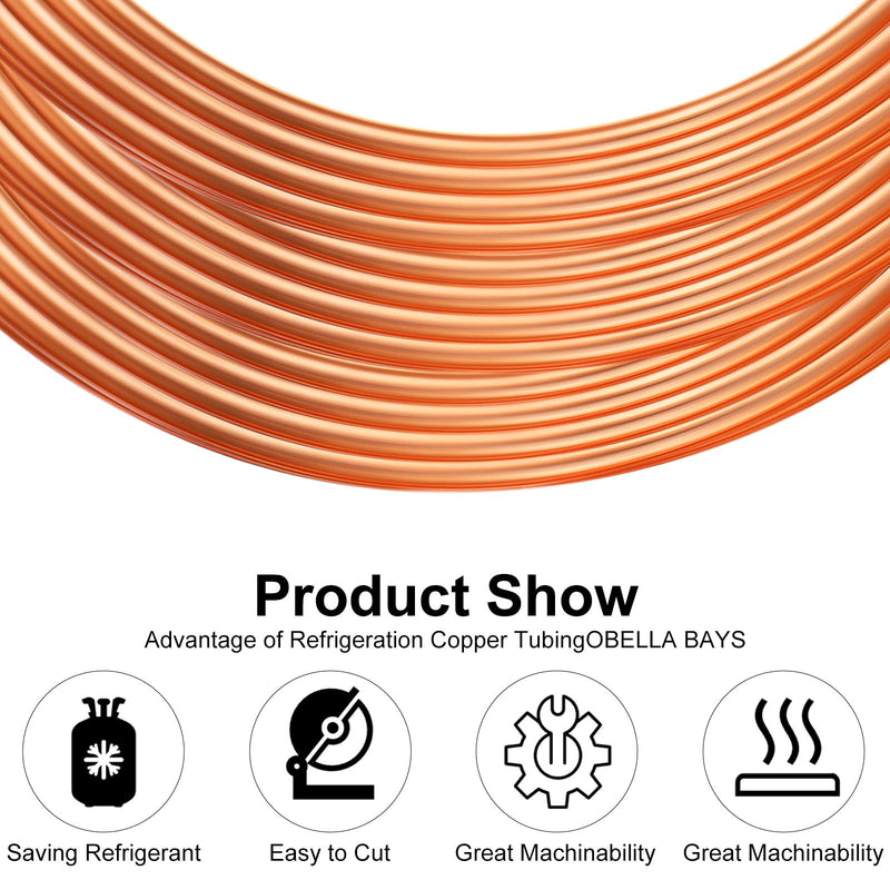 Yaocom Copper Tube 1/2" OD x 7/16" ID x 10 Ft Refrigeration Copper Tubing T2 Copper Tube Soft Coil Copper Tubing for Air Conditioners, DIY Projects, Refrigerators, Industry 0.5 Inch