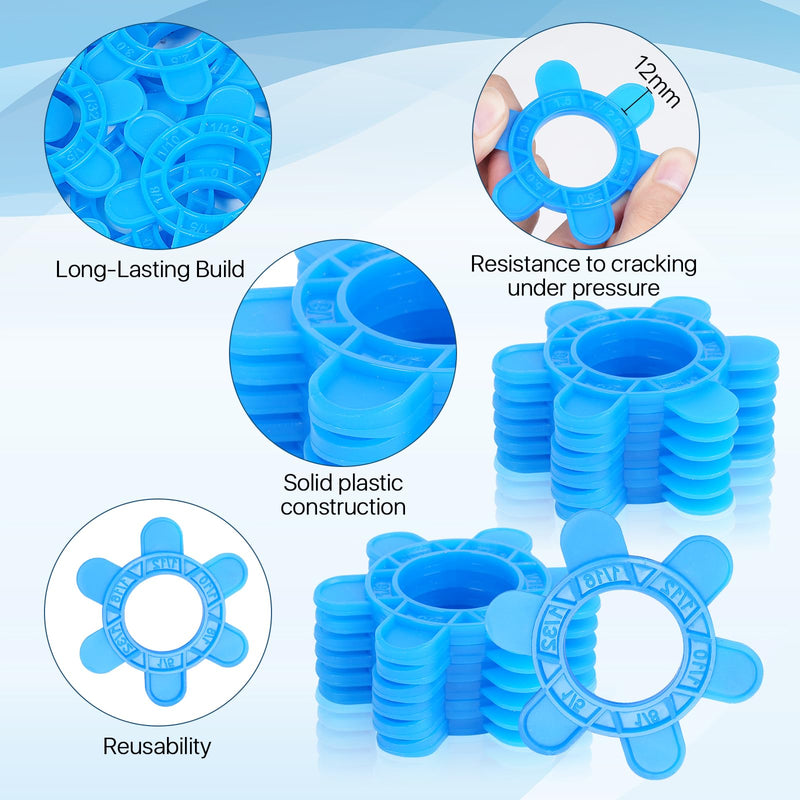 200 Pcs 6-in-1 Hexagon Tile Spacers 1–5mm Reusable Large 2.64 inch Plastic Tile Leveling Shims, Colour Coded Gap Clips for Wall & Floor Tiling, Fast Removal (Blue) 200 Blue
