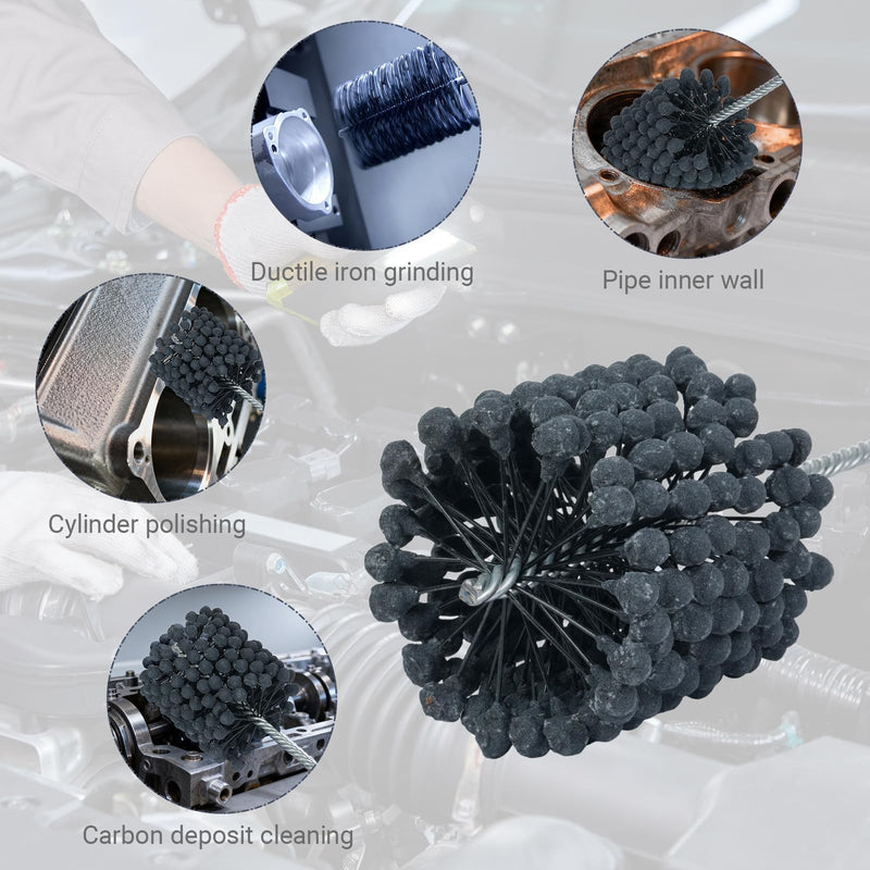 Cylinder Hone, 240 Grit Silicon Carbide, 4 1/8" (105mm) Diameter Ball Hone for Hole Diameters 3 3/4" - 4 1/8", Cylinder Engine Sanding Brush for Mild Steel, Stainless Steel, and Cast Iron 240.0 4-1/8"