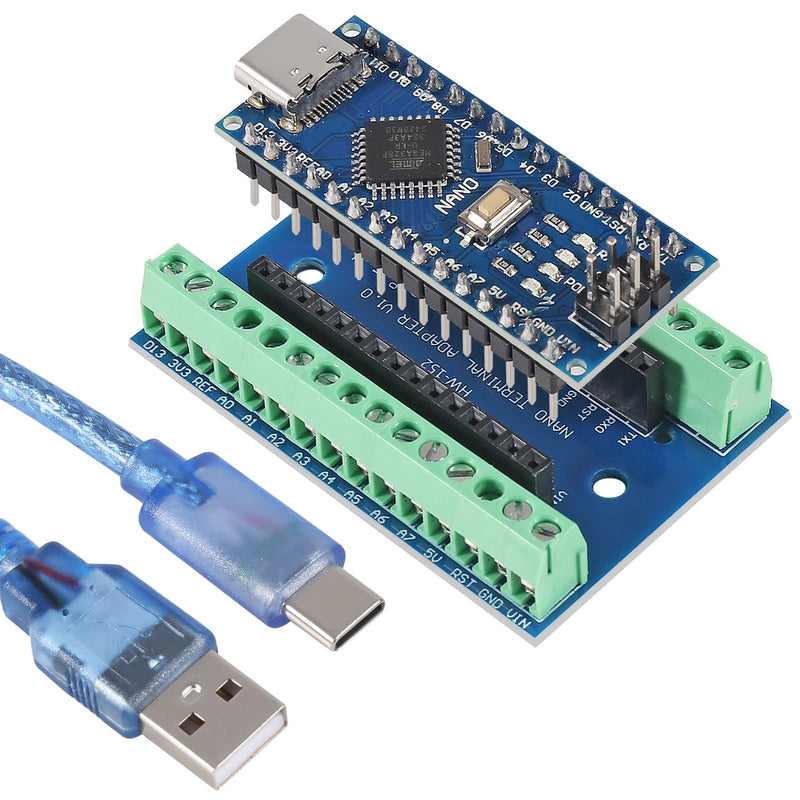 AITRIP 3Sets Type c Nano V3.0 Board ATmega328P, CH340G Chip 5V 16M with Nano V3.0 3.0 Controller Terminal Adapter Expansion Board Nano IO Shield Simple Extension Plate Compatible with Arduino Nano